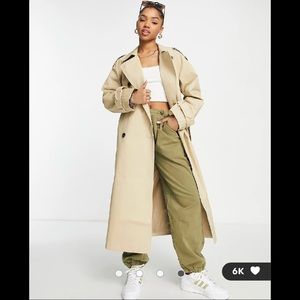 NWT ASOS DESIGN longline trench coat in stone
